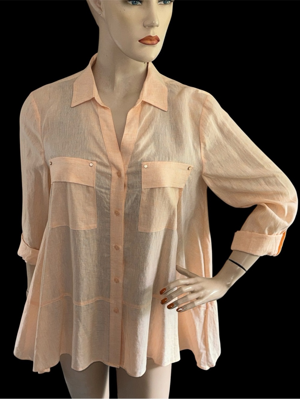 Jones New York Peach Linen Shirt